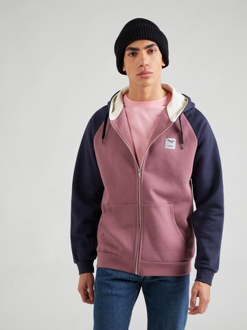 Iriedaily Zip-Up Hoodie 'De College 2' in Blue: front