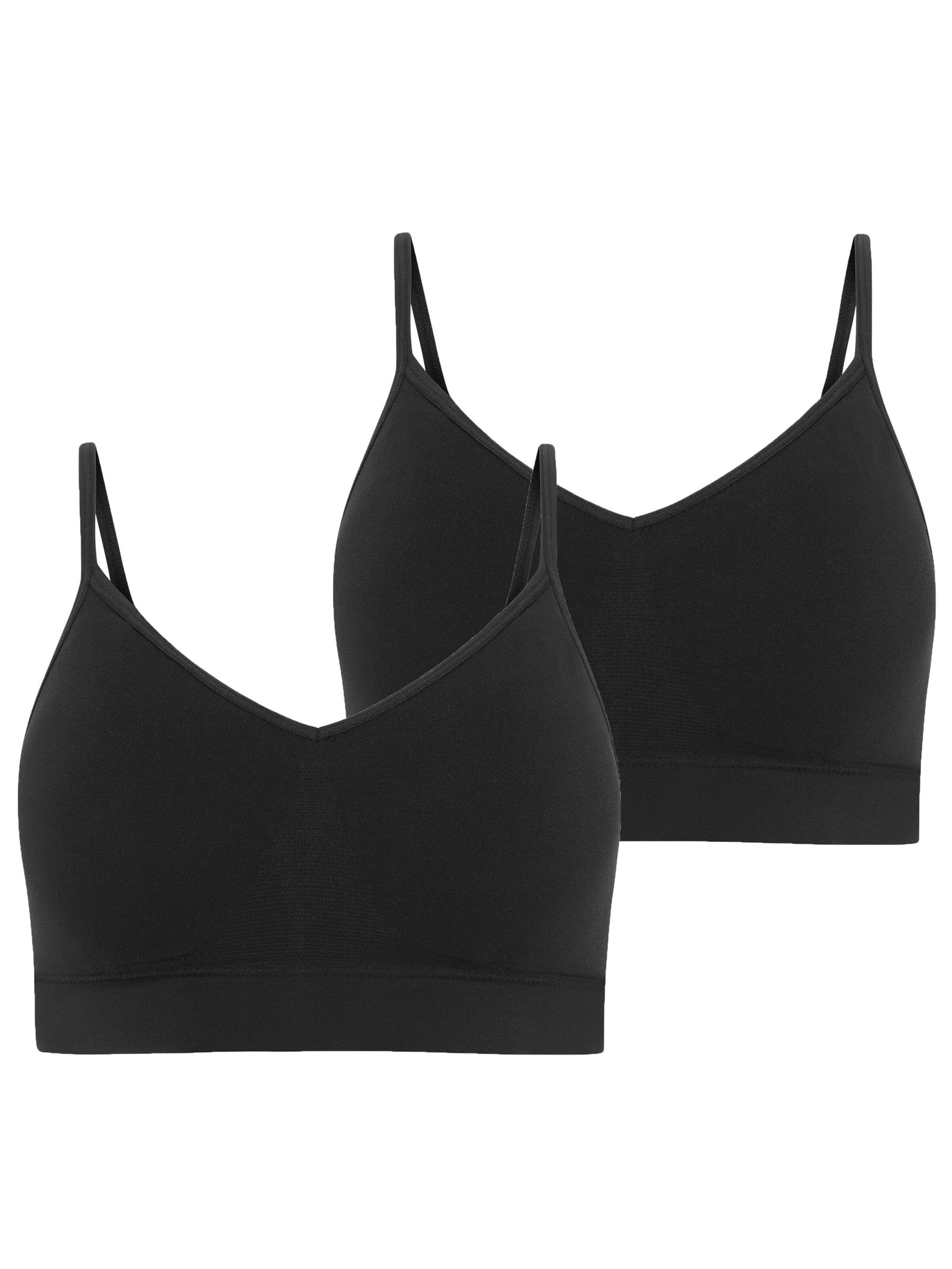 JOCKEY Bustier Sport-BH 'Seamfree™ Stretch Cami Strap Bralette - 2 Pack'‌‌ in Schwarz: Vorderseite