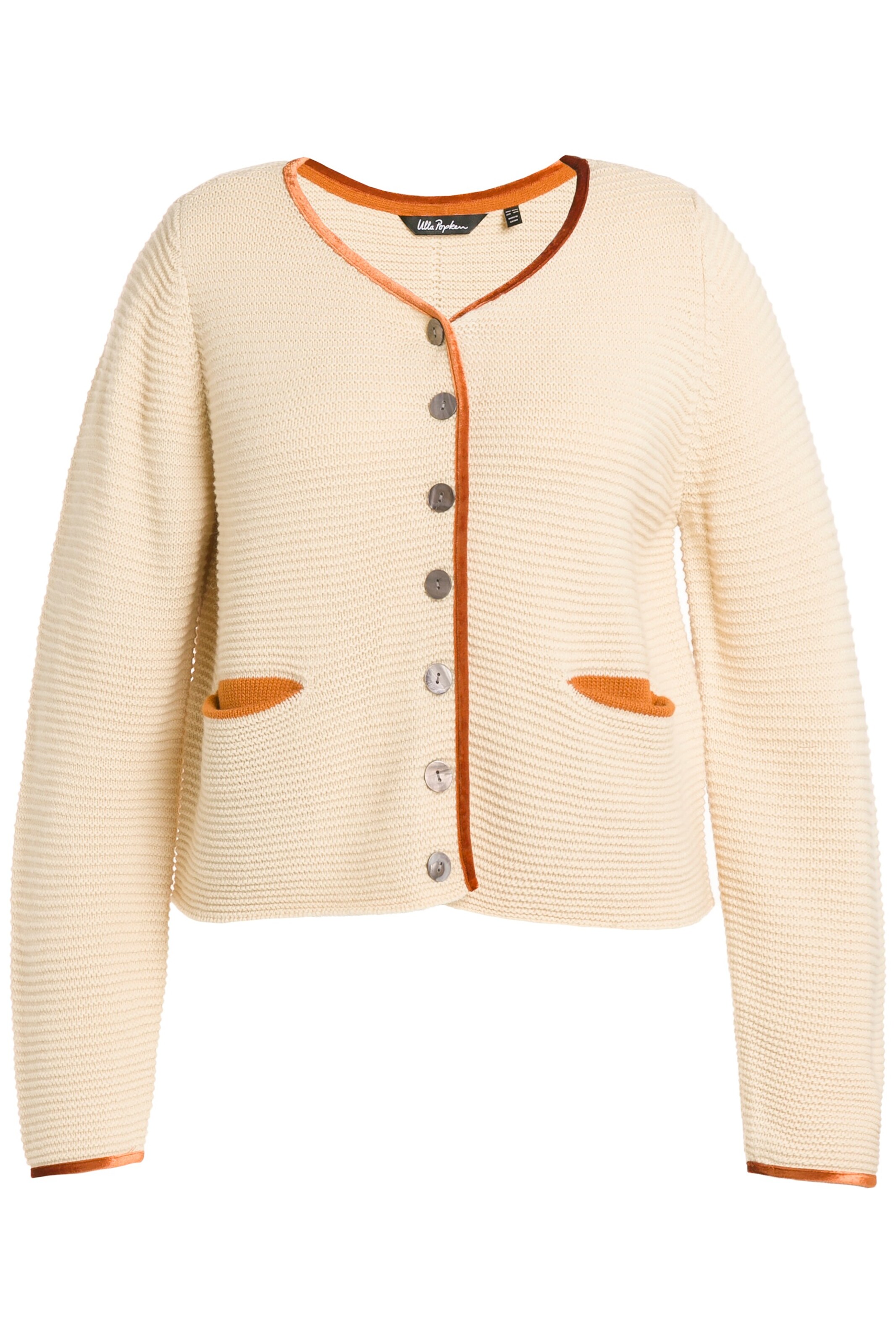 Ulla Popken Gebreid vest in Beige: voorkant