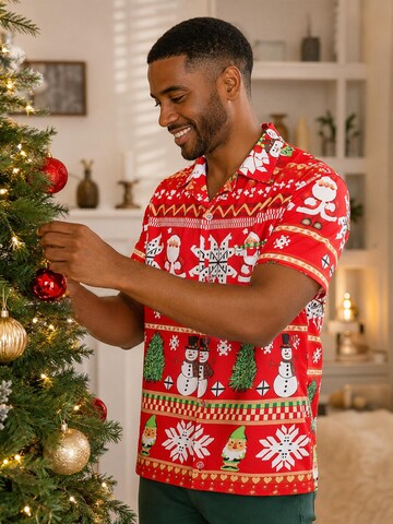Regular fit Camicia 'Christmas Rows' di King Kameha in rosso