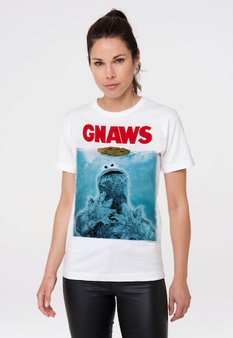 LOGOSHIRT T-Shirt 'Sesamstraße Krümelmonster – GNAWS' in Mischfarben: predná strana