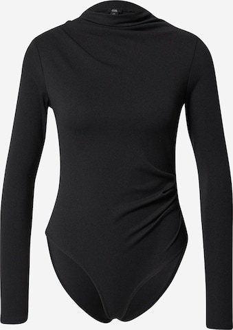 River Island Shirt bodysuit in Black: front