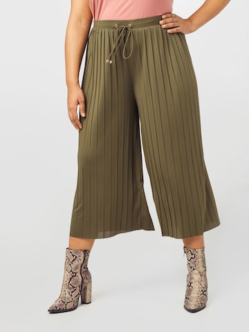 ABOUT YOU Curvy Wide leg Pants 'Caren' in Green: front