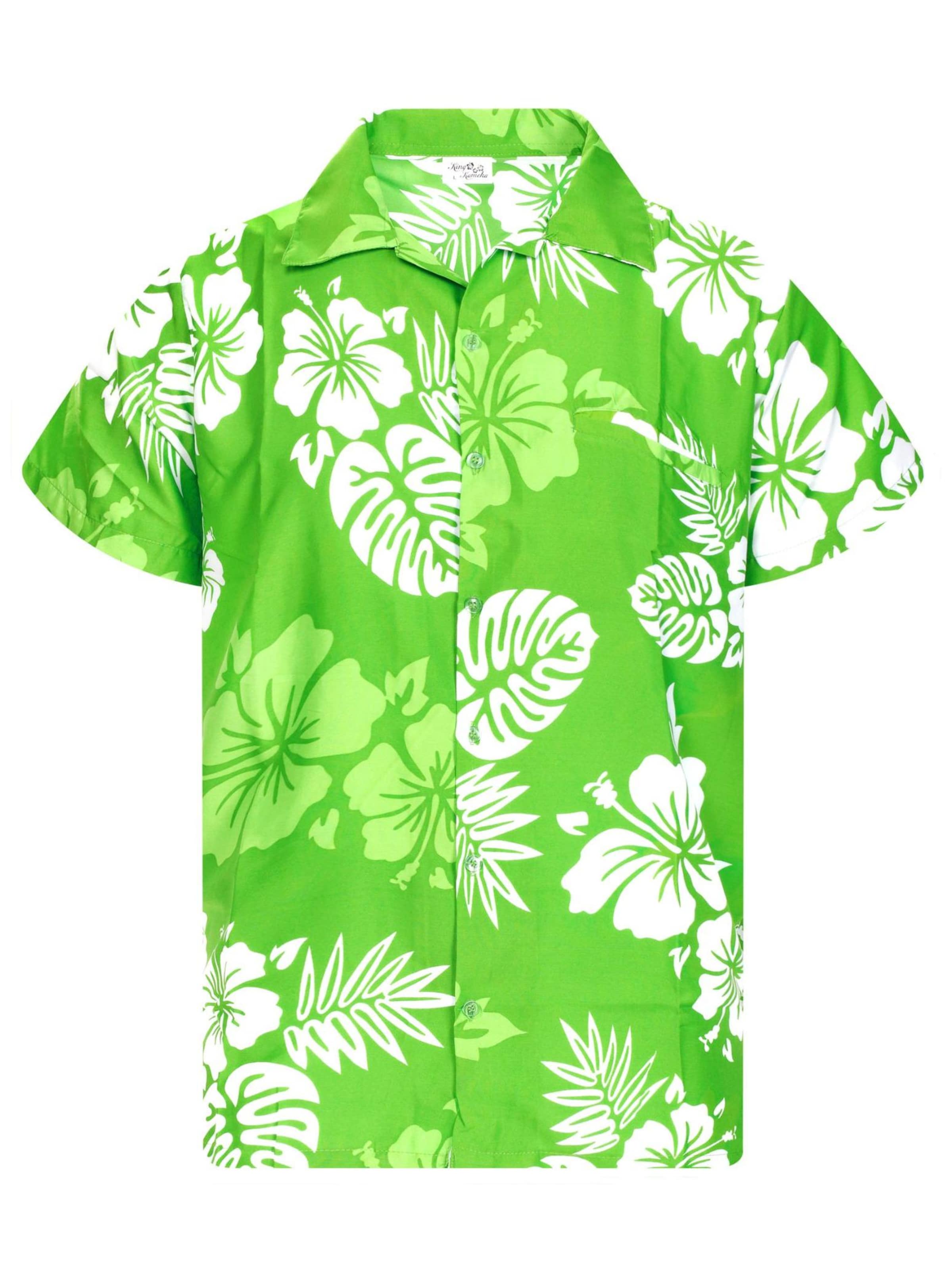 King Kameha Shirt 'Mono Hibiscus'‌‌‌‌‌‌‌ in Grün: Vorderseite
