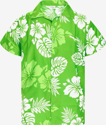 King Kameha Shirt 'Mono Hibiscus' in Green: front
