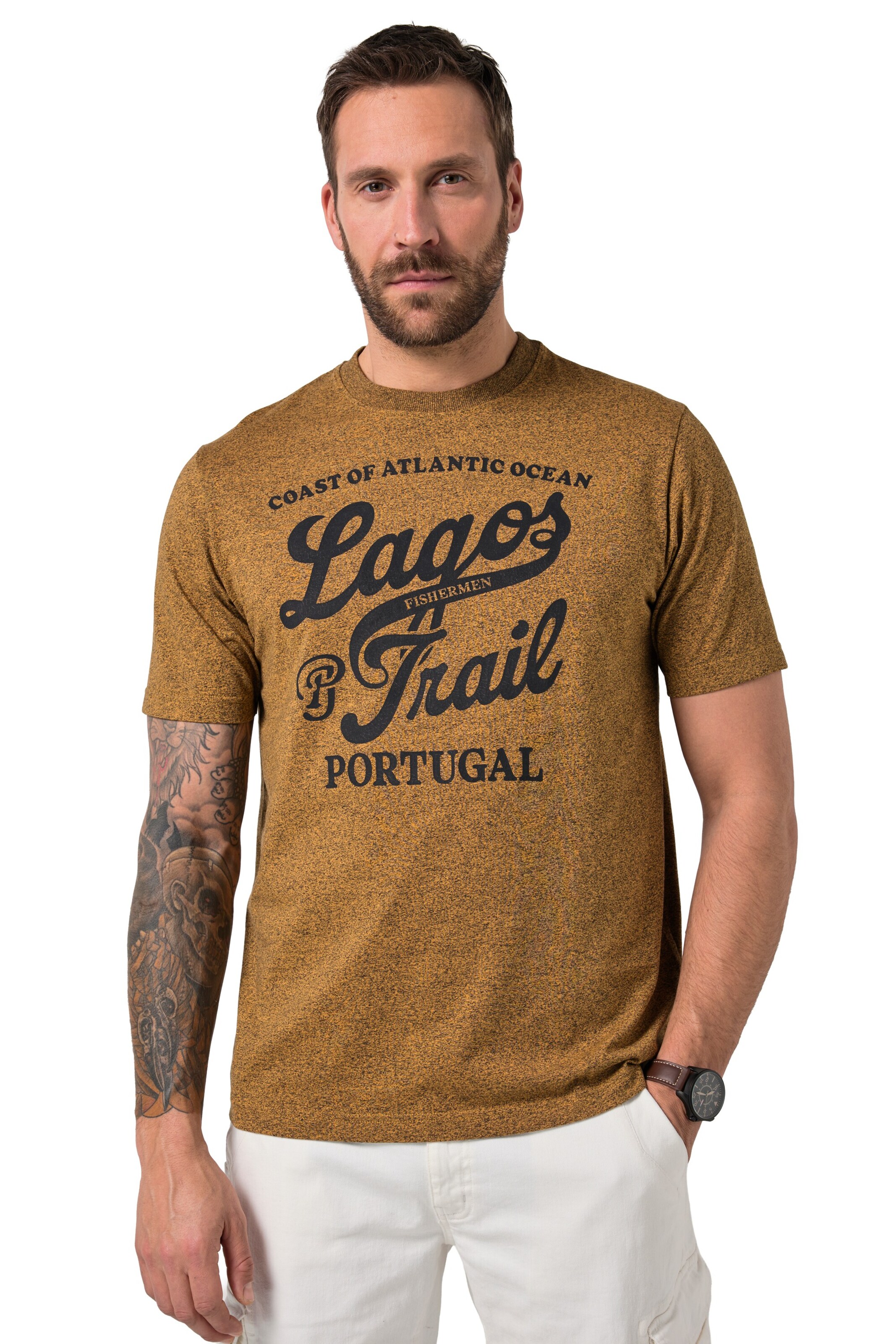 JP1880 Shirt in Bruin: voorkant
