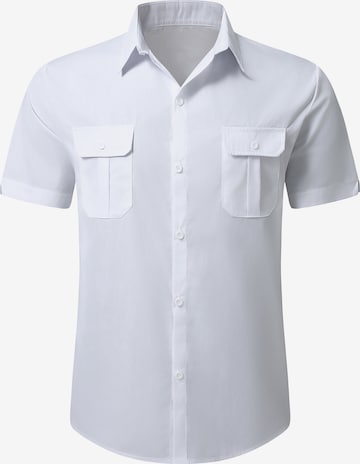 YOUTHUP Comfort fit Button Up Shirt 'Berchtesgaden' in White: front