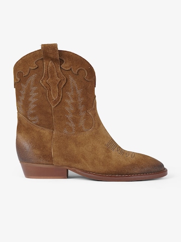 GISEL MOIRE - Botas pelo tornozelo em castanho: frente