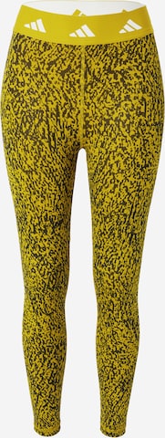 ADIDAS PERFORMANCE Slimfit Sportovní kalhoty 'Techfit Pixeled Camo' – zelená: přední strana