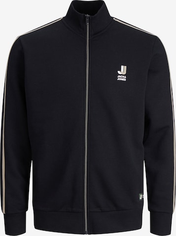 JACK & JONES Zip-Up Hoodie 'LOGAN' in Black: front