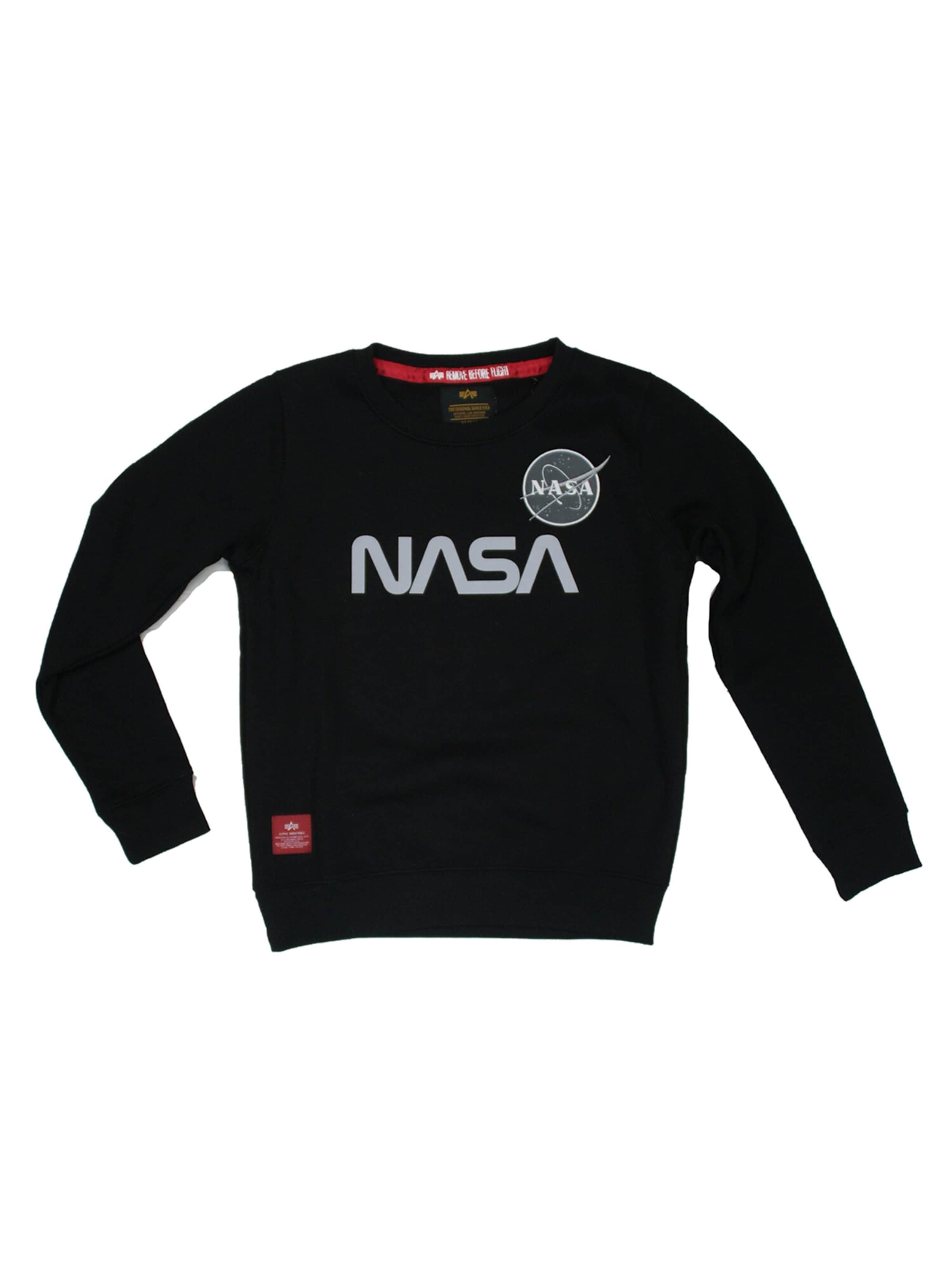 ALPHA INDUSTRIES Sweatshirt 'NASA' in Black: front