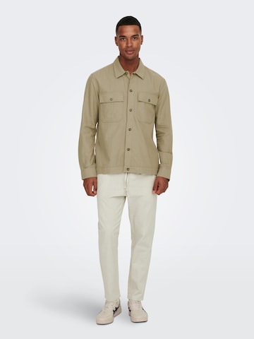 Only & Sons Regular fit Button Up Shirt 'Kennet' in Beige