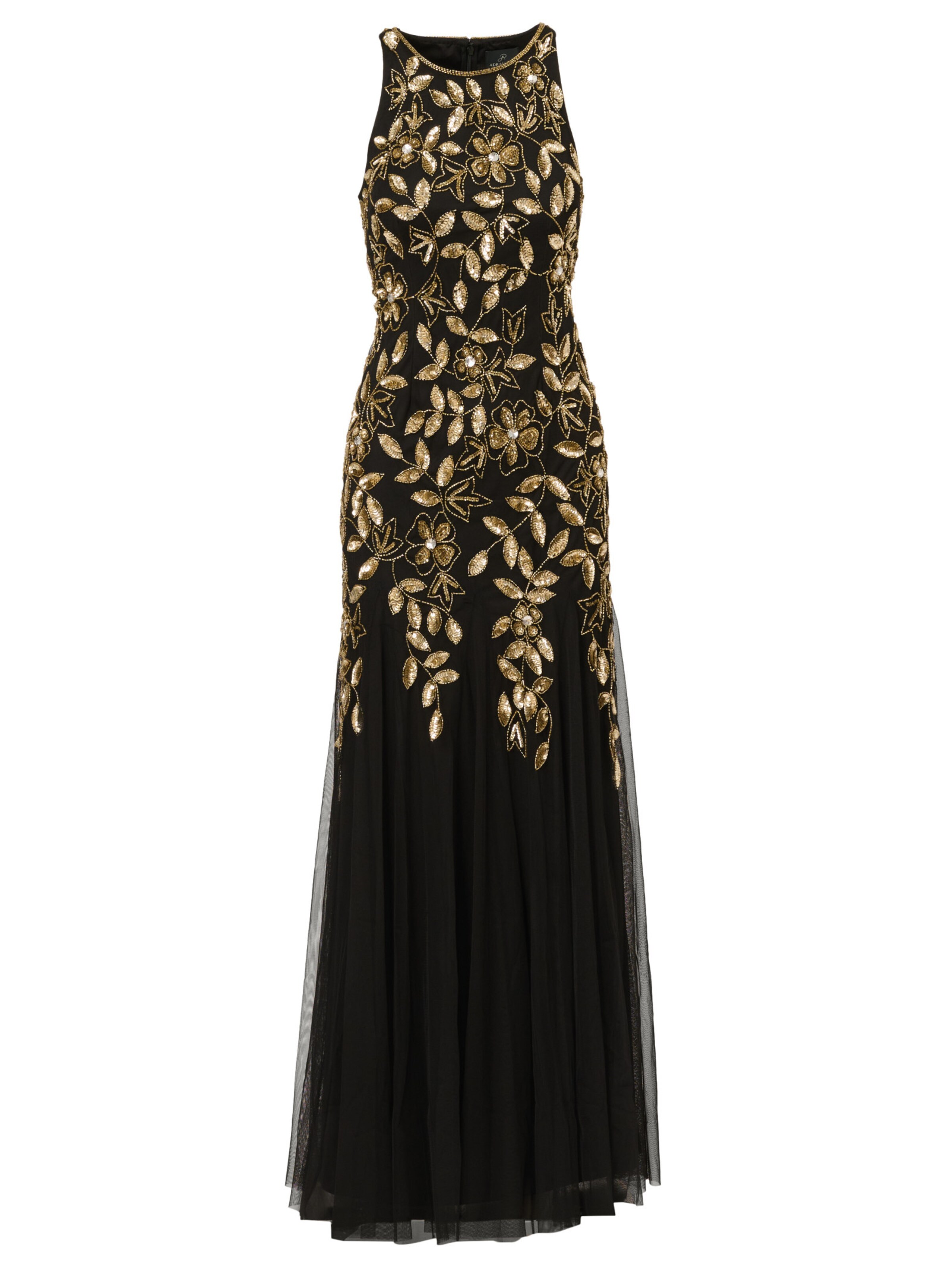 Adrianna Papell Evening dress 'Halter Bead Godet Dress' in Black: front