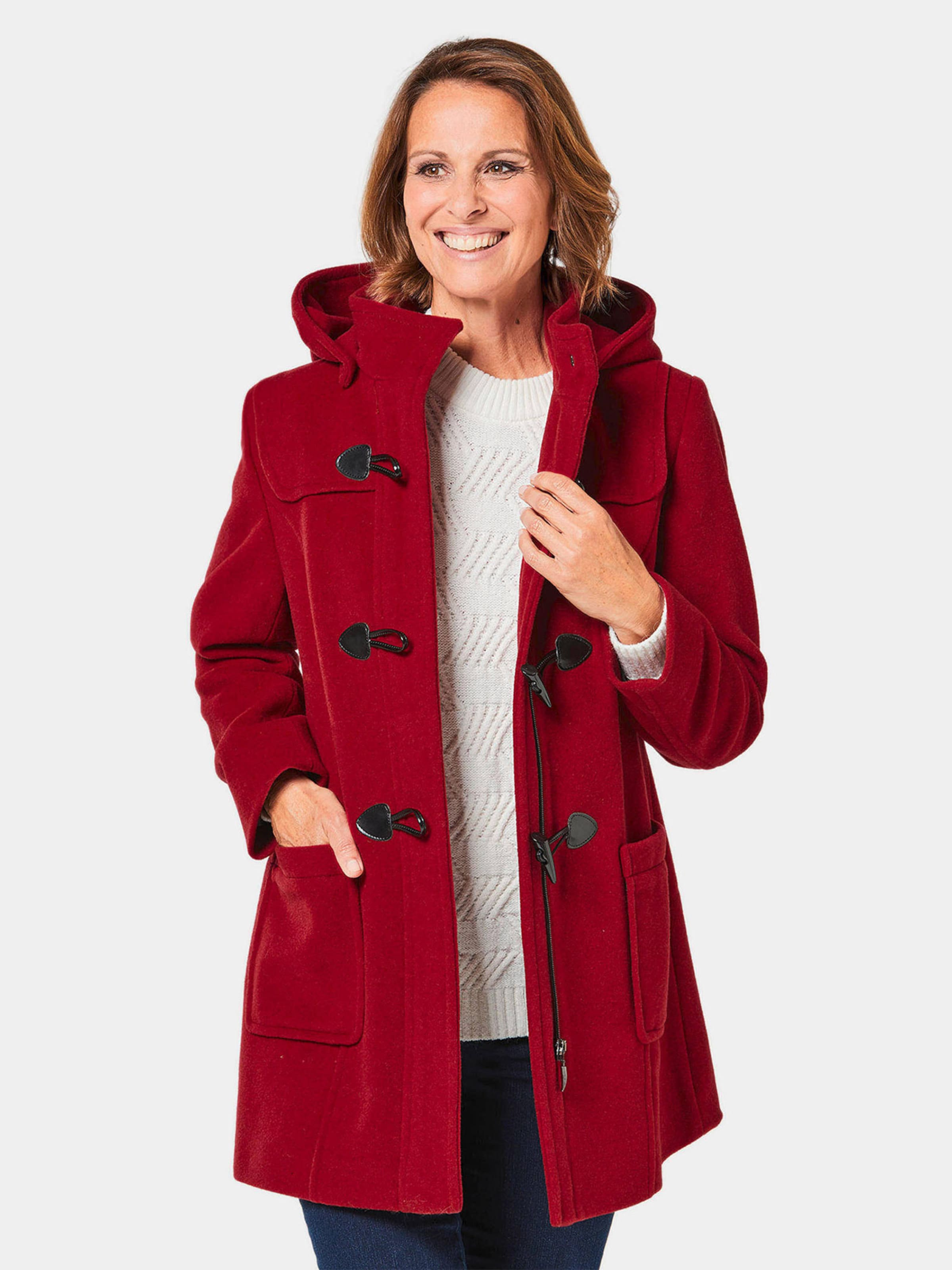 Duffle coat femme rouge sale