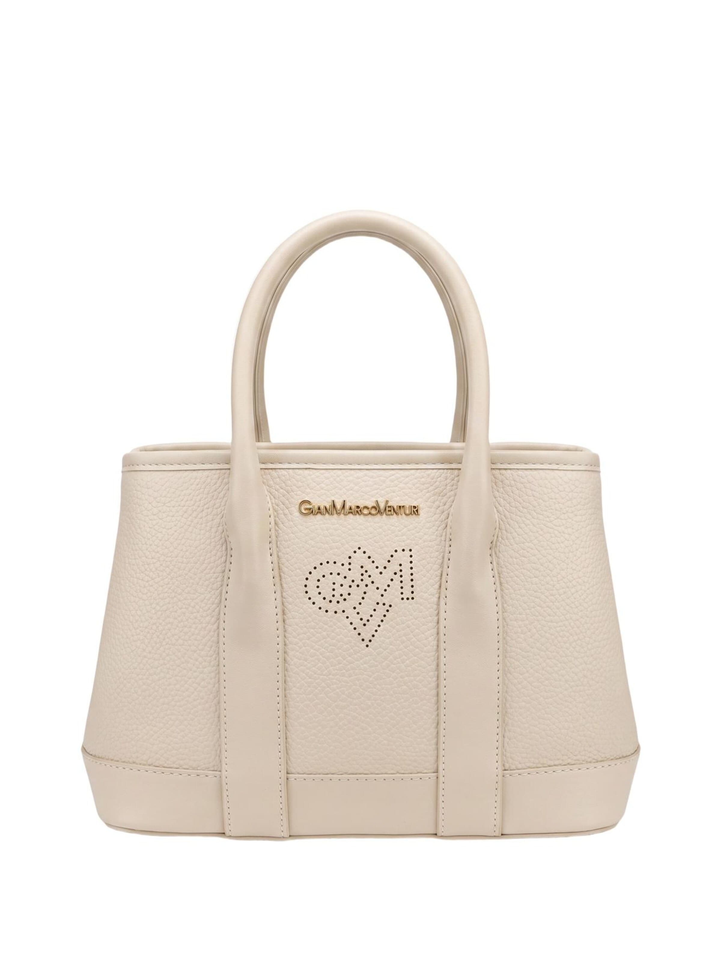 Borsa a spalla 'Borsa a Spalla Donna PVC Gianmarco Venturi con Zip e Cuore' di GianMarco Venturi in beige: frontale