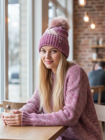 Kumixi Beanie 'Bommelmütze' in Purple