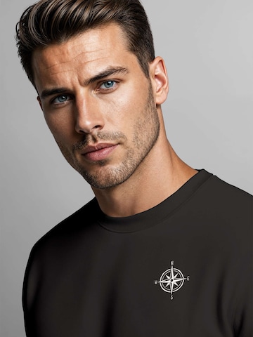 Neverless Sweatshirt 'Kompass' in Black