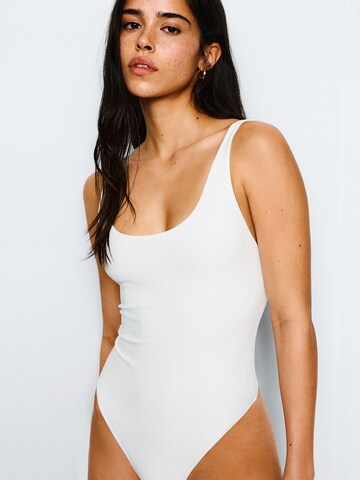 Bershka Skjortebody i hvit