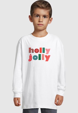 Merchcode Shirt 'Christmas Holly Jolly Mood' in Wit: voorkant