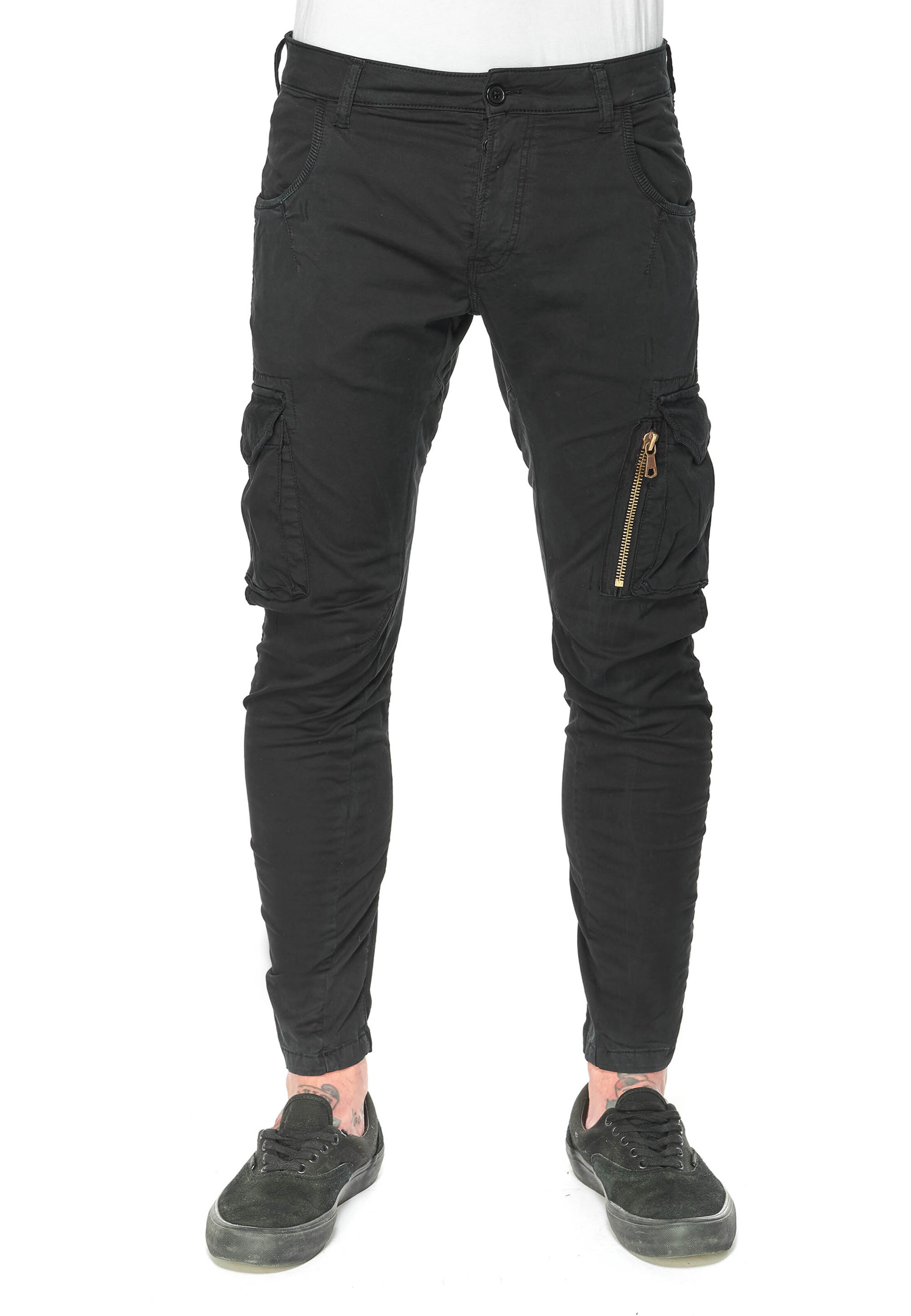 Effilé Pantalon cargo 'Alban' Le Temps Des Cerises en noir : devant