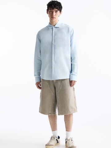 Pull&Bear Comfort fit Button Up Shirt in Blue