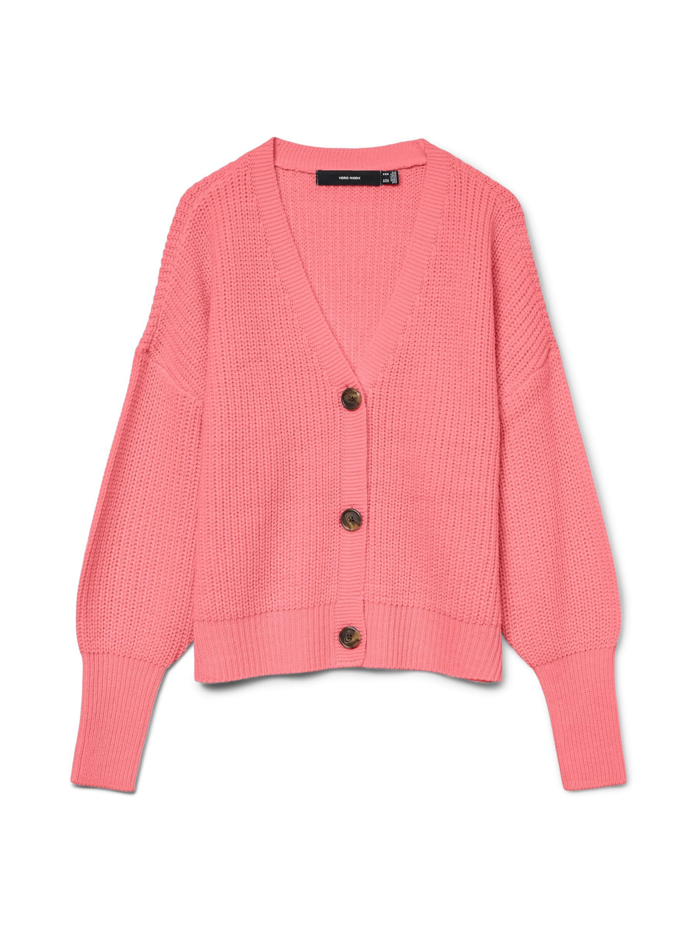 VERO MODA Strickjacke 'VMLea' in braun / himbeer, Produktansicht