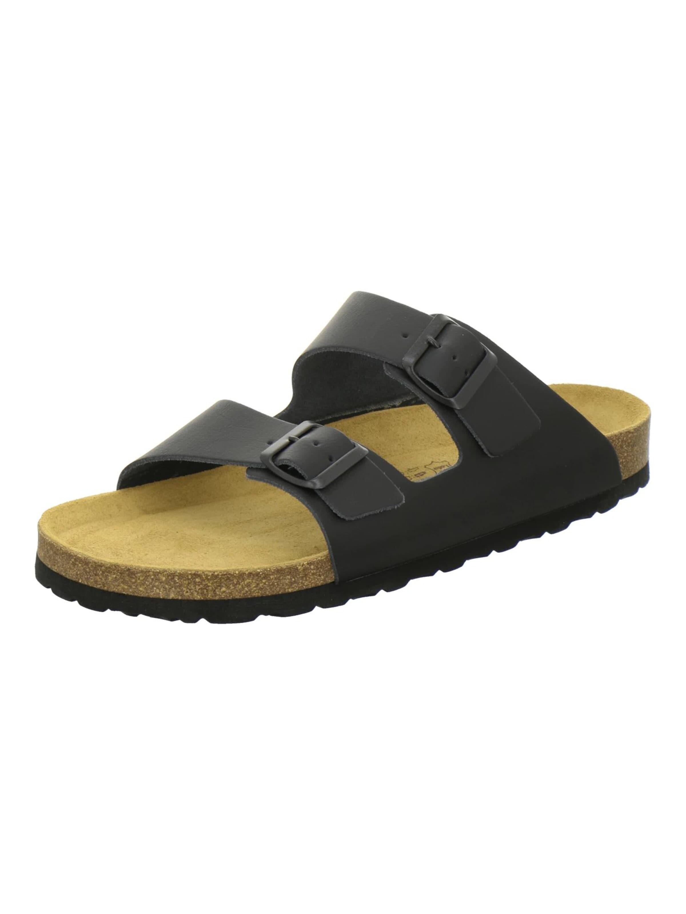 Mule 'Pantoletten Herren Zweischnaller schwarz Glattleder' AFS-Schuhe en noir : devant