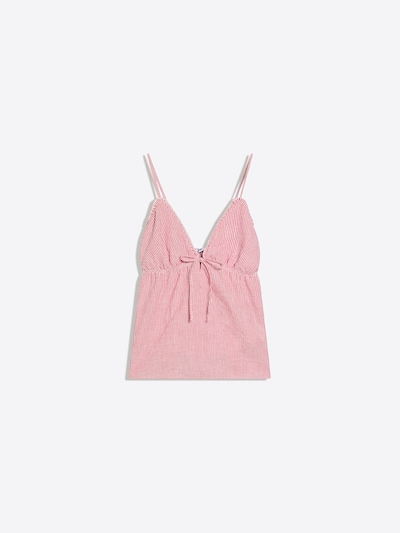 Top pe XS Bershka pe roșu rodie / alb, Vizualizare produs