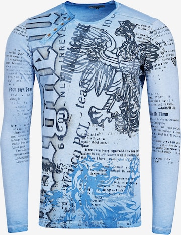 Rusty Neal Longsleeve mit coolem Front-Print in Blau: predná strana