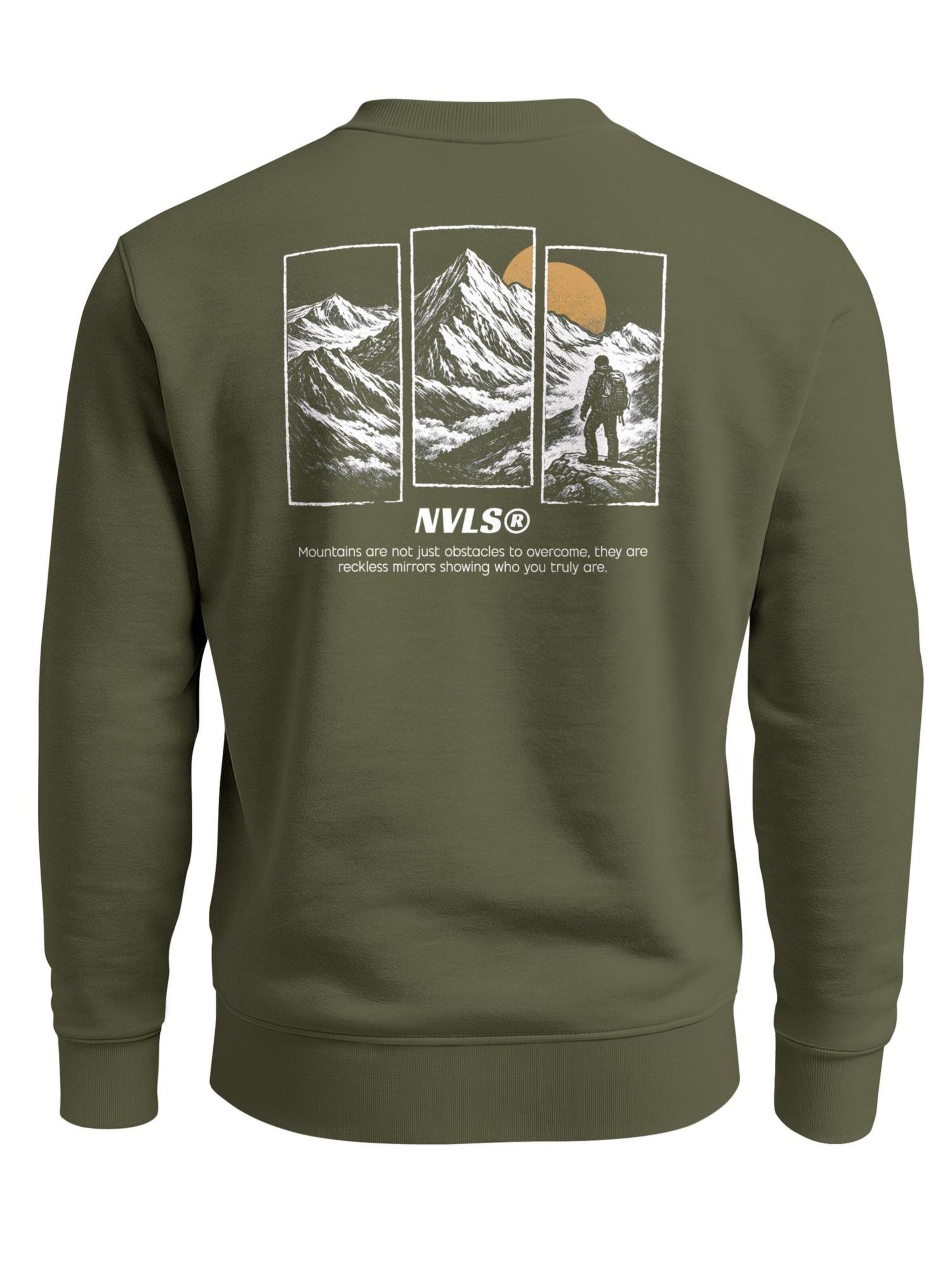 Neverless Sweatshirt 'Mountain Wanderer'‌‌‌ in Grün: Vorderseite