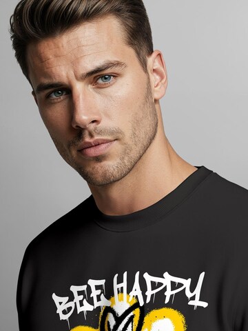 Neverless Sweatshirt 'Bee Happy'‌‌‌‌‌‌‌‌ in Schwarz