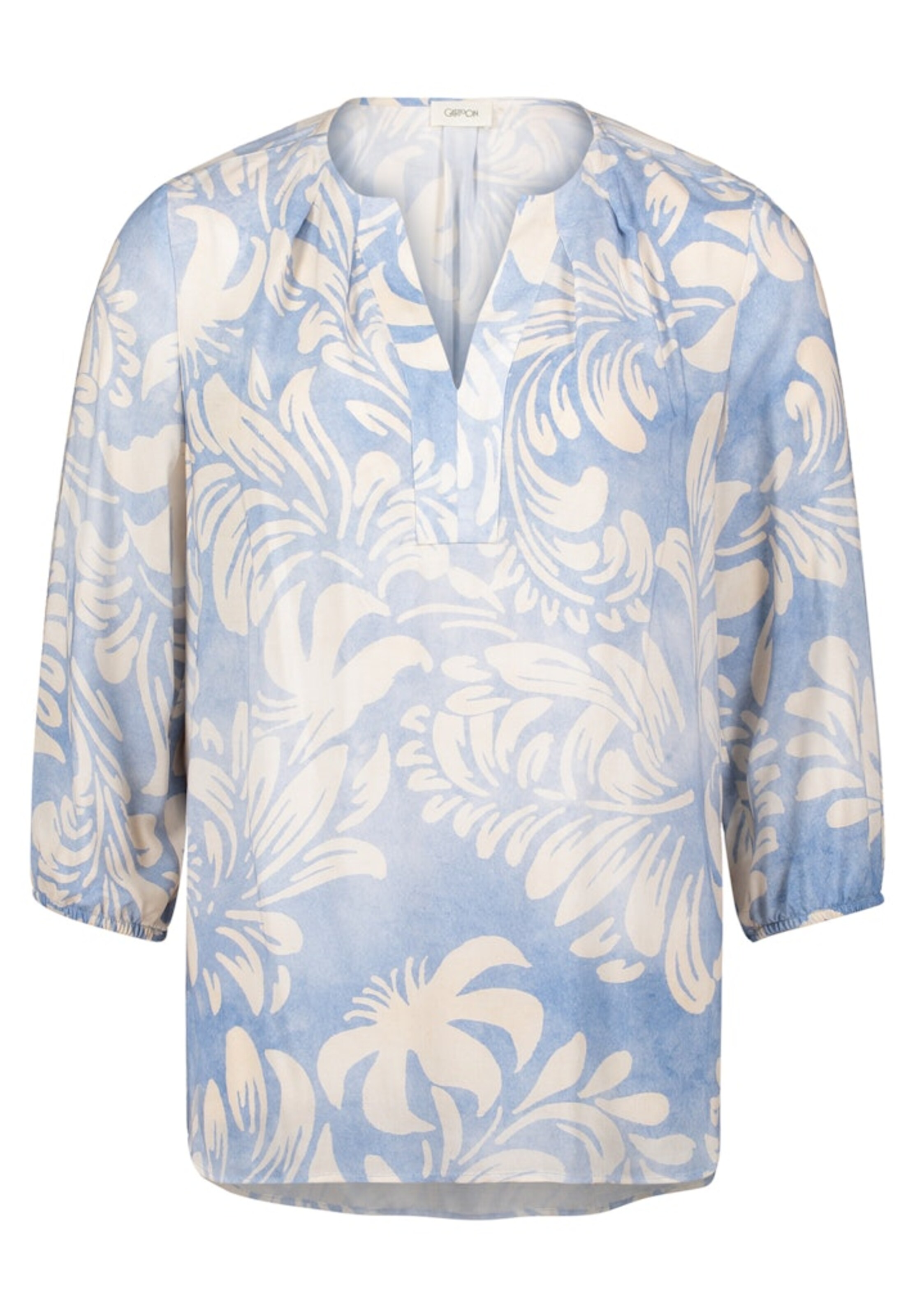 Cartoon Bluse in blue denim / offwhite, Produktansicht