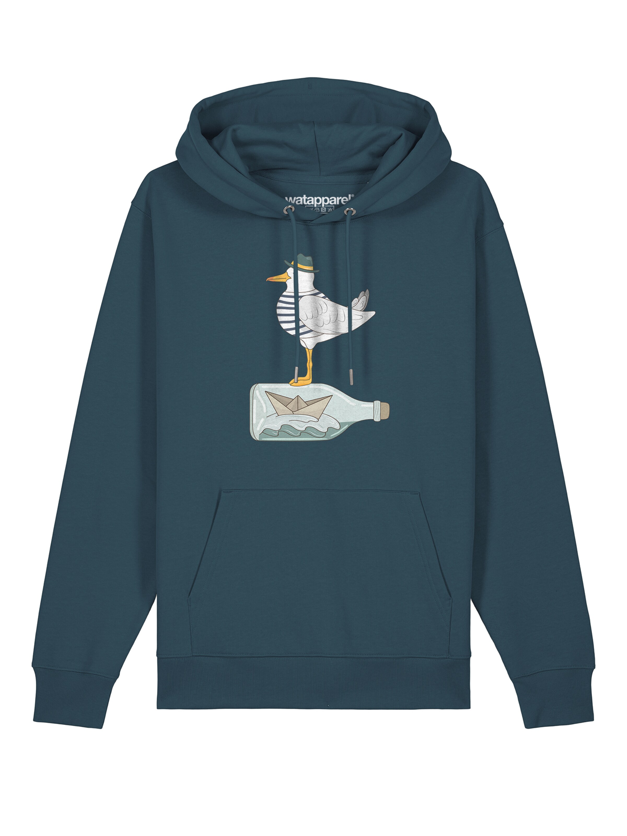 Watapparel Sweatshirt ' Möwe mit Hut ' in Blauw: voorkant