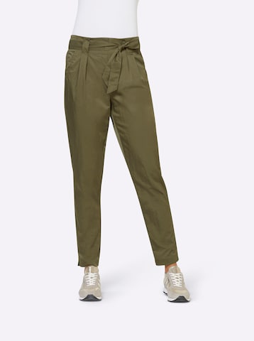 heine Regular Pleat-Front Pants in Green: front