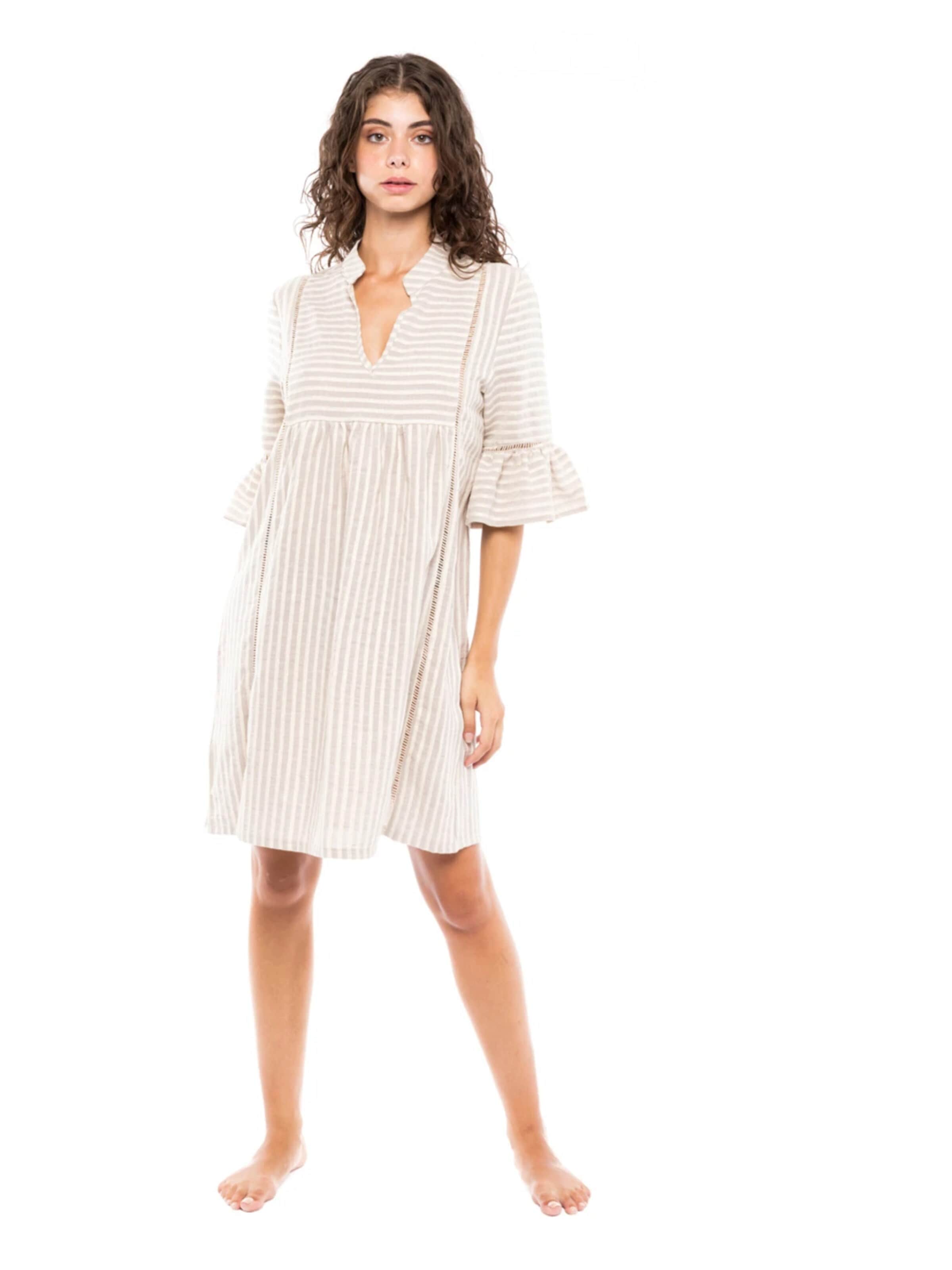 Pink Label Letnia sukienka 'BEACHWEAR SAND STRIPE' w kolorze beżowy: przód