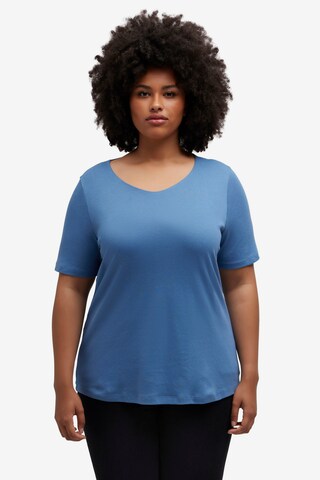 T-shirt Ulla Popken en bleu : devant