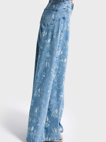 IT'S BASIC Wide leg Jeans 'PRINTED PALAZZO MID RISE JEANS' in Blue