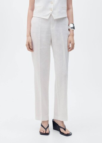 MANGO Regular Trousers with creases 'Boreli' in White: front