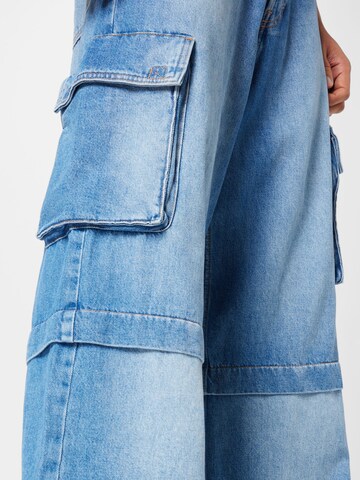 WEEKDAY Wide leg Cargojeans 'Pasadena' i blå