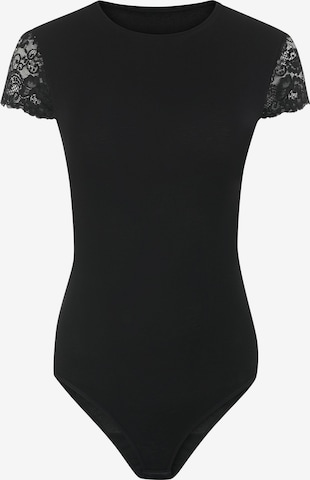 Evoni Shirt Bodysuit in Black: front