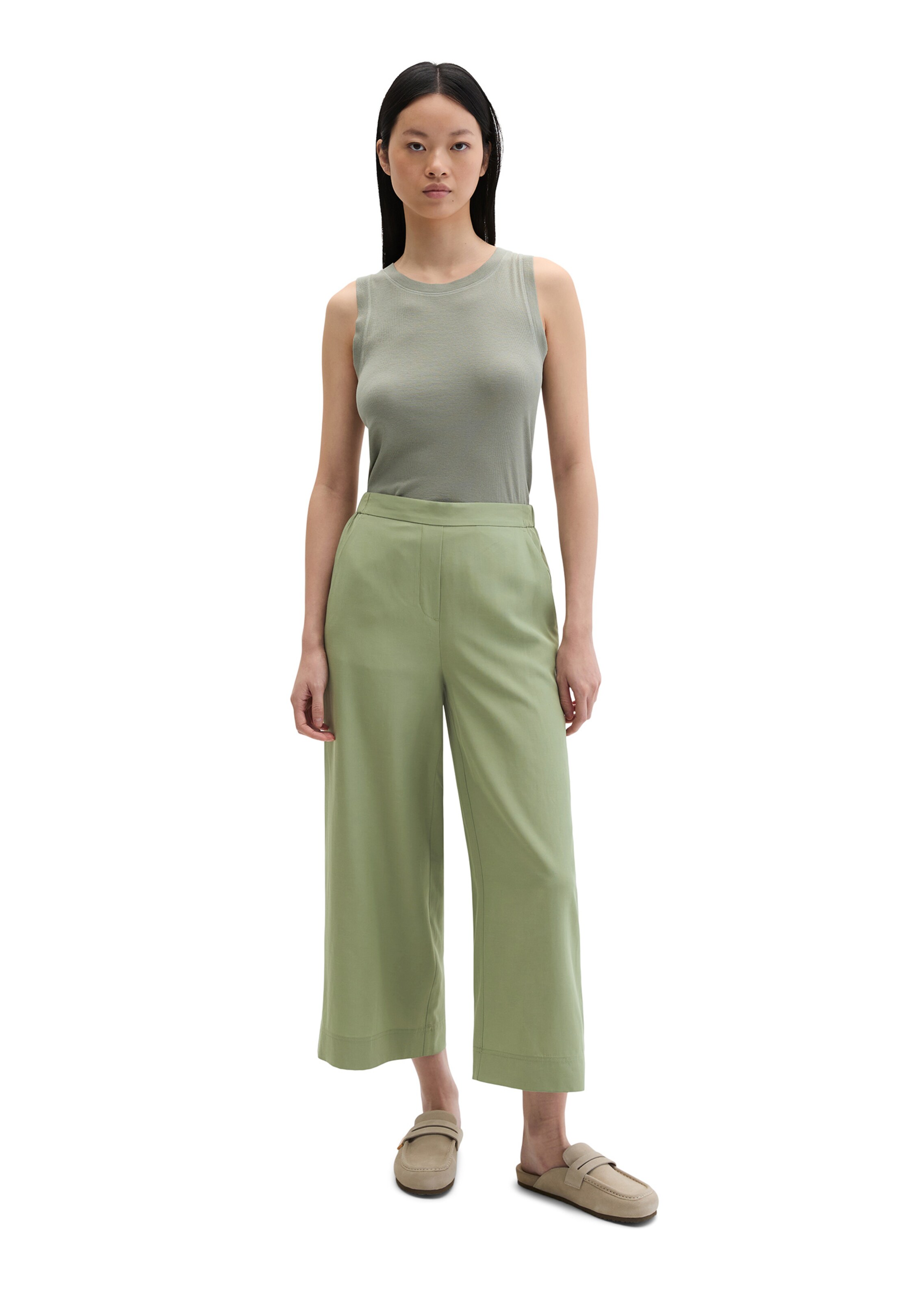 Marc O'Polo Wide leg Broek 'Margo' in Groen