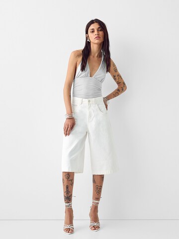 Bershka Shirt bodysuit in Silver