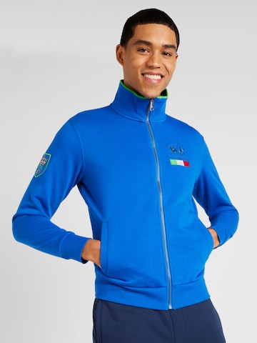 La Martina Zip-Up Hoodie in Blue: front