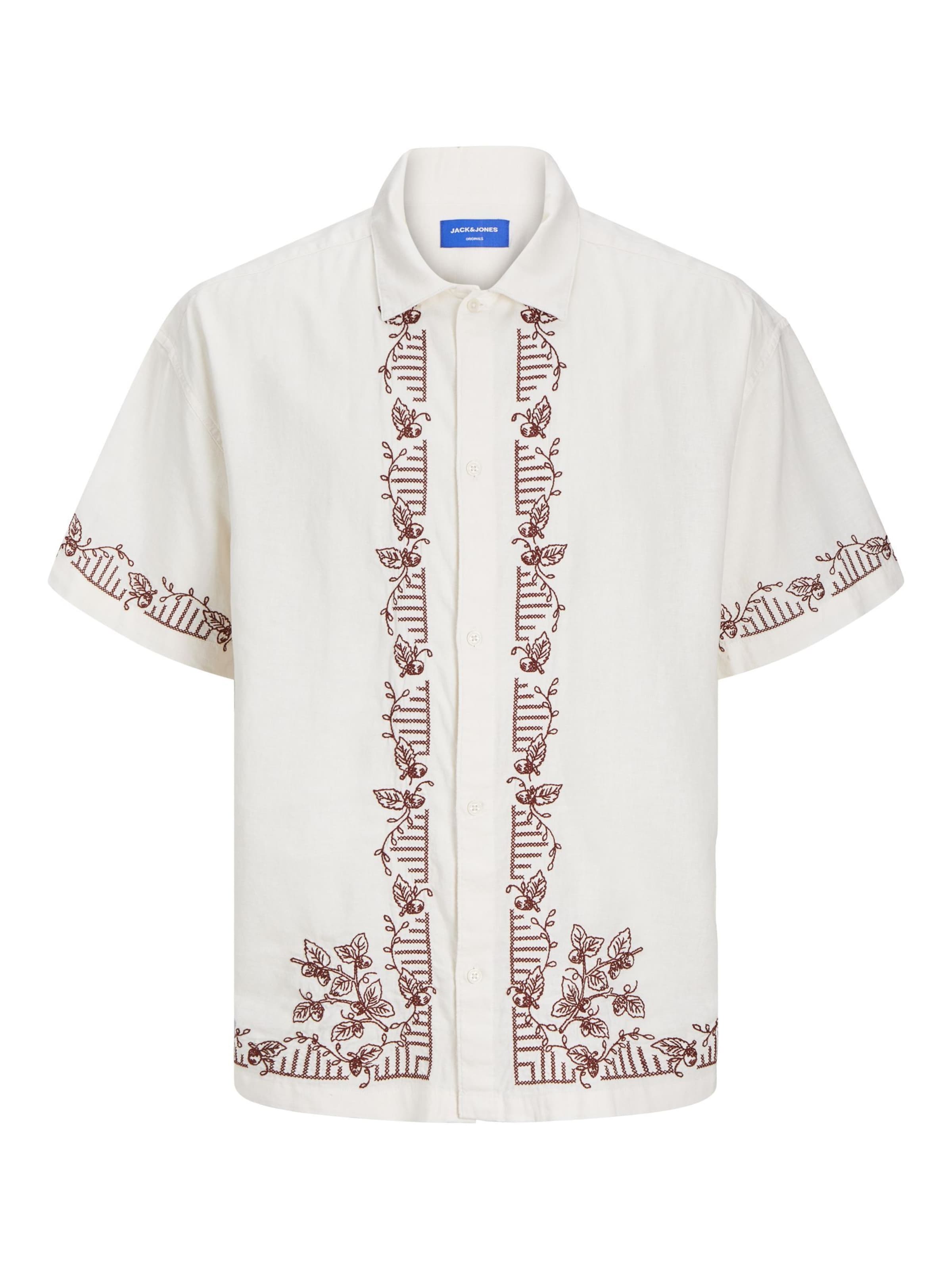 JACK & JONES Button Up Shirt in L in Dark brown / White, Item view