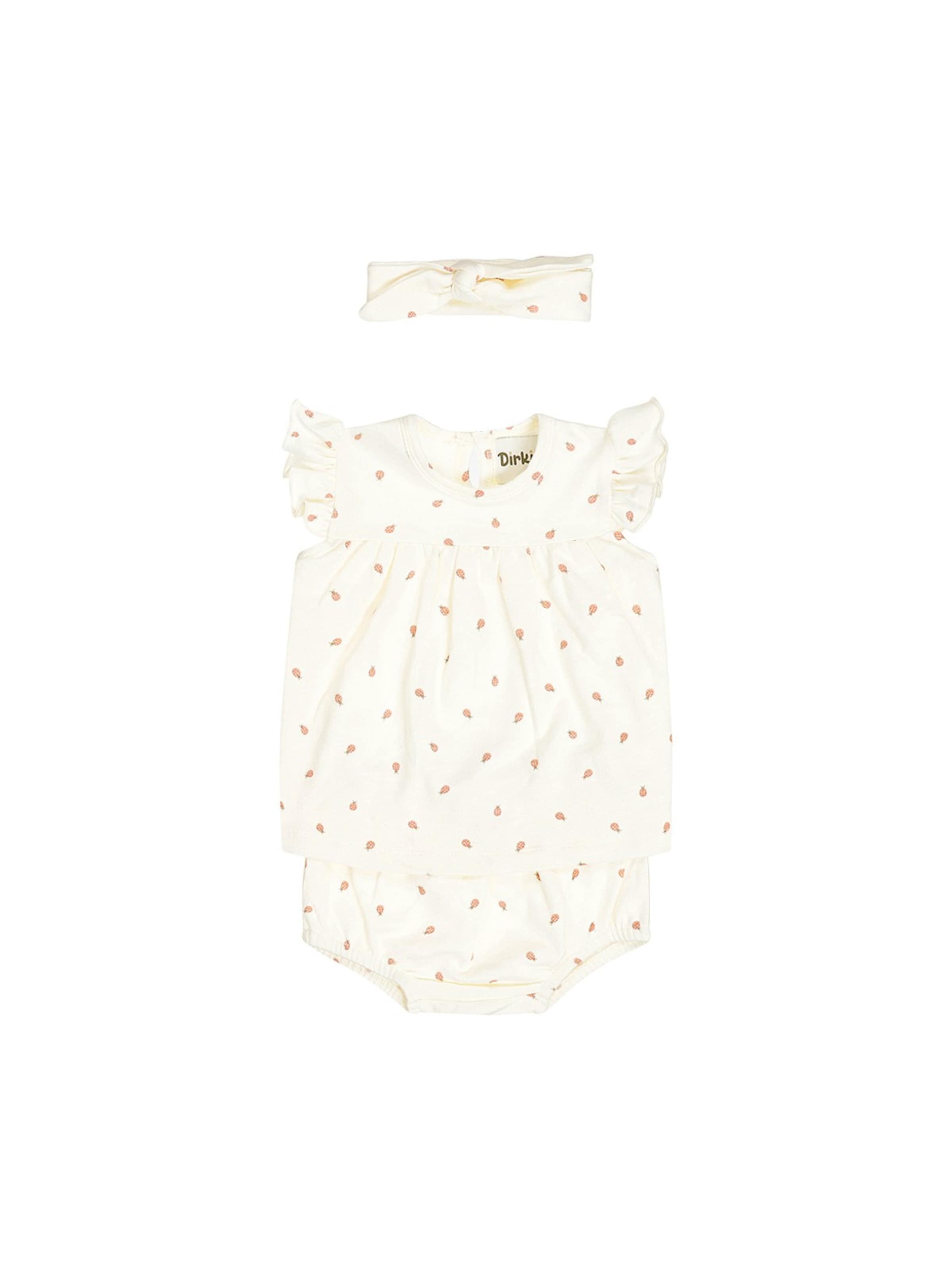 Set '3 pc set, Dress ss, Bloomers, Headband' Dirkje en blanc : devant