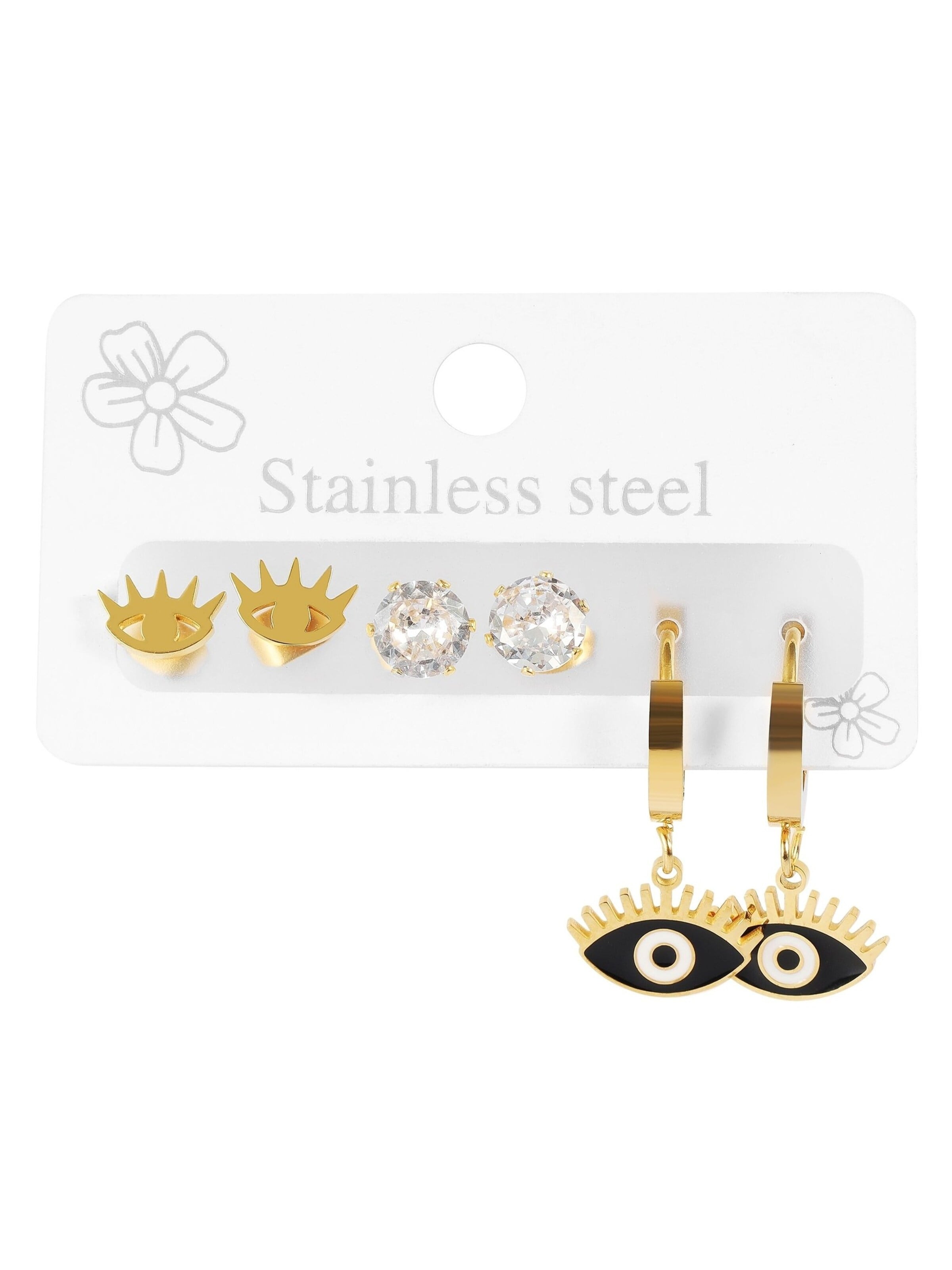 Akzent Earrings 'aus Edestahl im 3er Set' in Gold: front