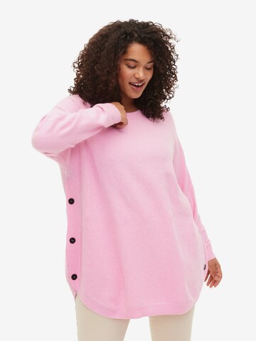 Zizzi Пуловер 'Sunny' в розово: отпред