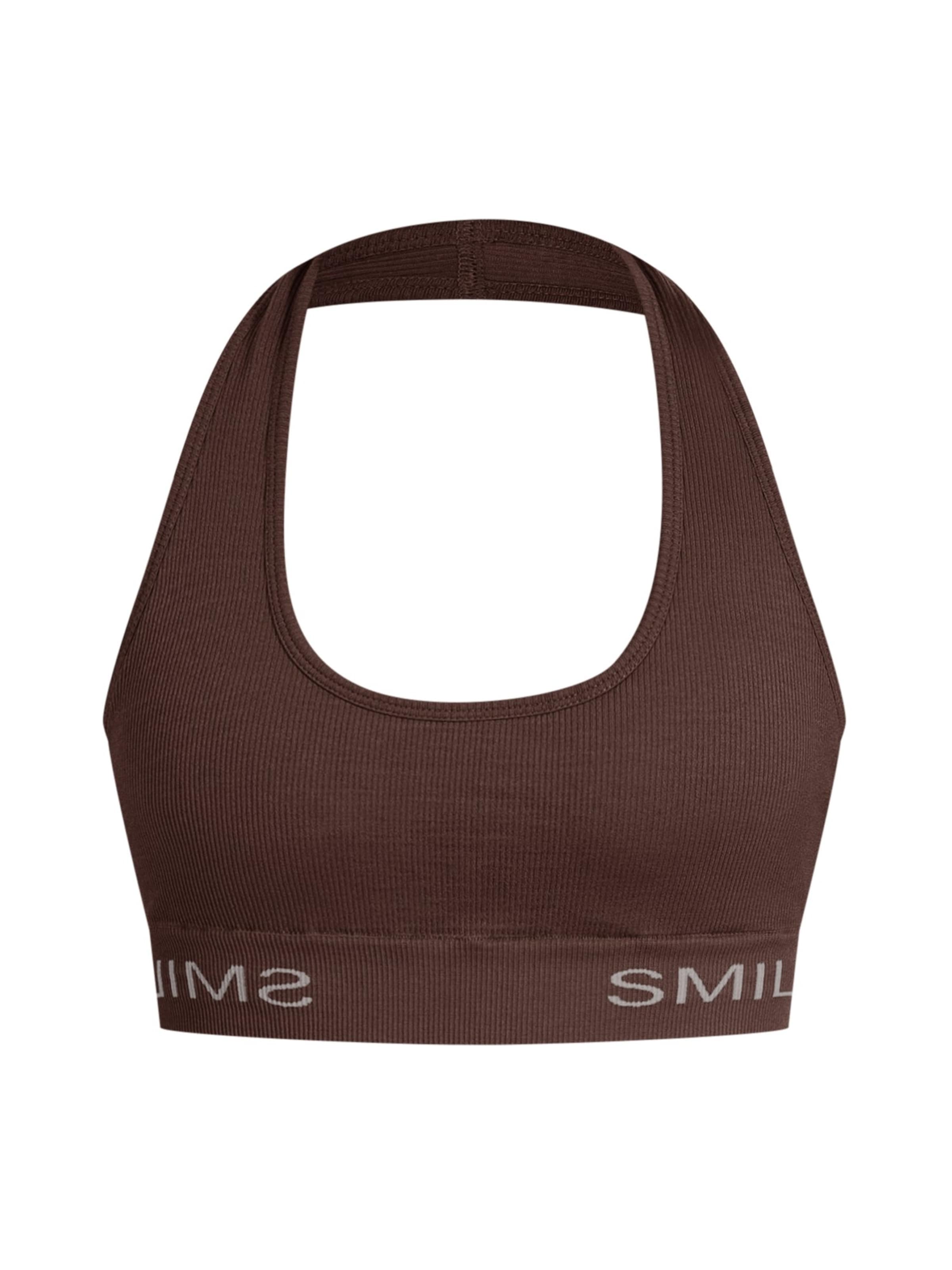 Smilodox Bustier Sporttop ' Azura ' in Braun: Vorderseite