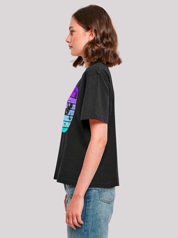 T-shirt 'Retro Alien Weltraum Sonnenuntergang' F4NT4STIC en noir