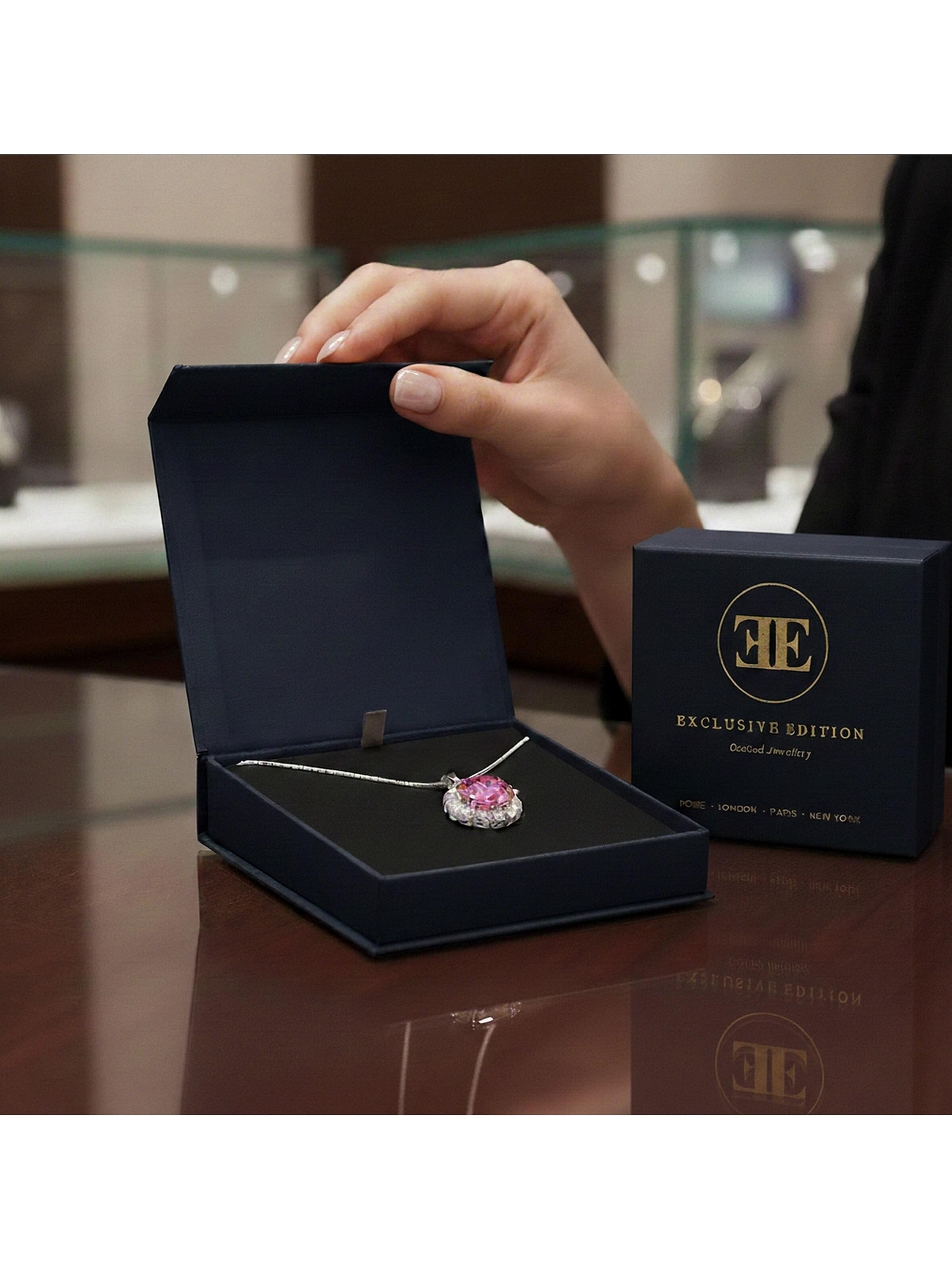 EXCLUSIVE EDITION Kæde 'Saton adorned with Swarovski crystals' i pink